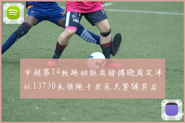中超第14轮跑动距离榜揭晓周定洋以13730米领跑卡尔采夫紧随其后